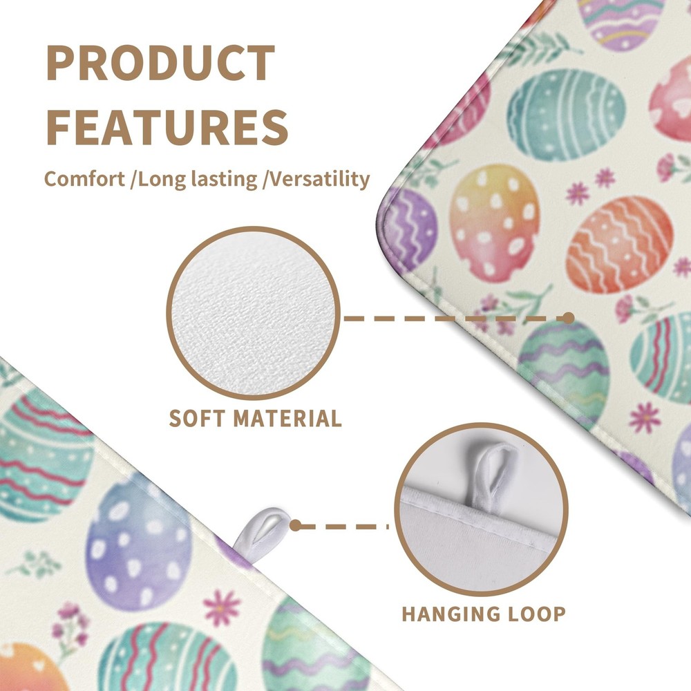 Easter Dish Drying Mat for Kitchen Counter Easter Spring Colorful Eggs Floral...