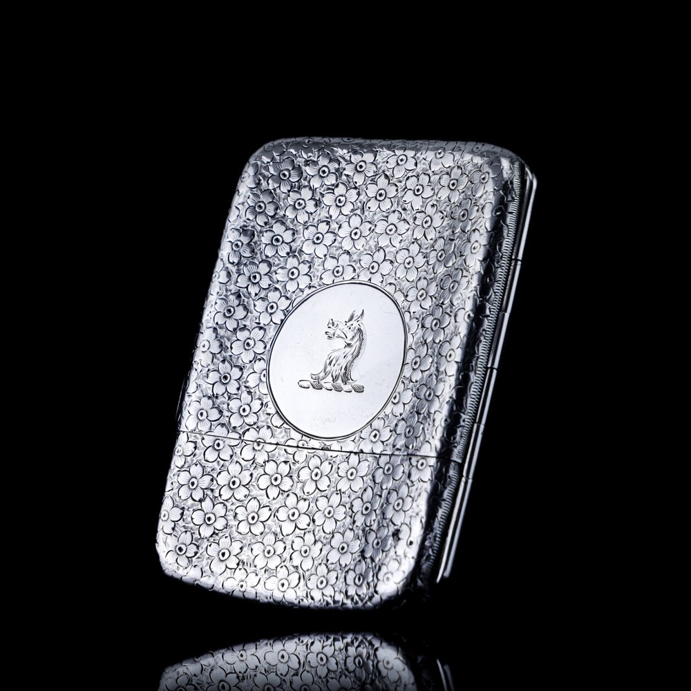 Antique Victorian Solid Silver Cigarette Case Unusual Opening Mechanism 1886