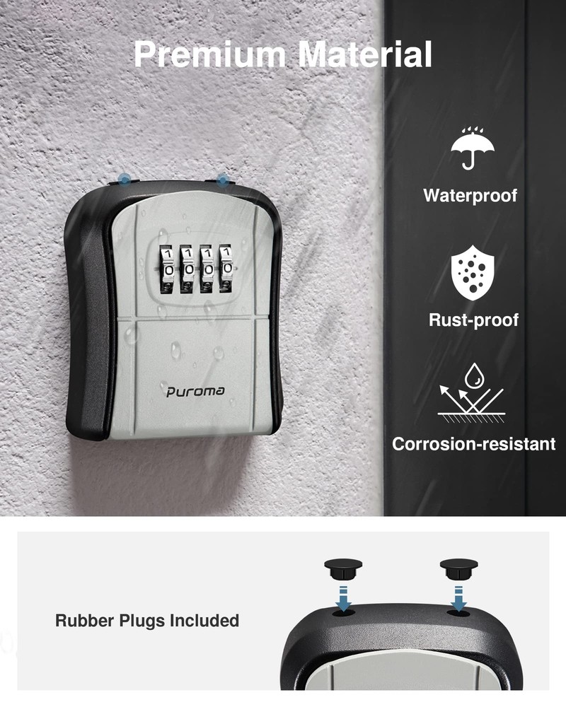 Portable Key Lock Box Combination Wall-Mounted for Secure Key Storage Gray