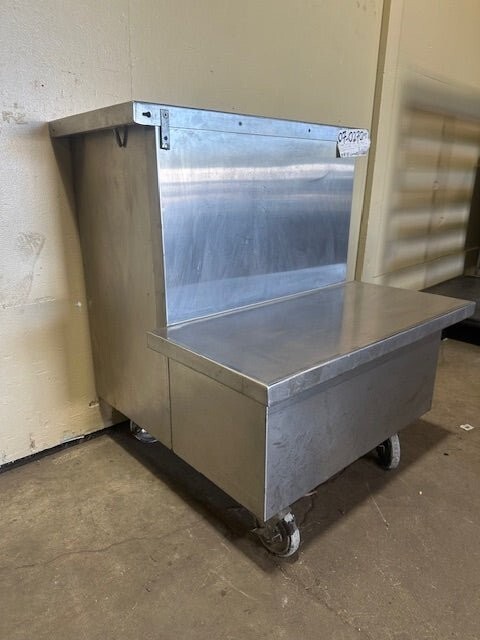 LOW TEMP STAINLESS STEEL 2 STEP WORK COUNTER STATION ON CASTERS