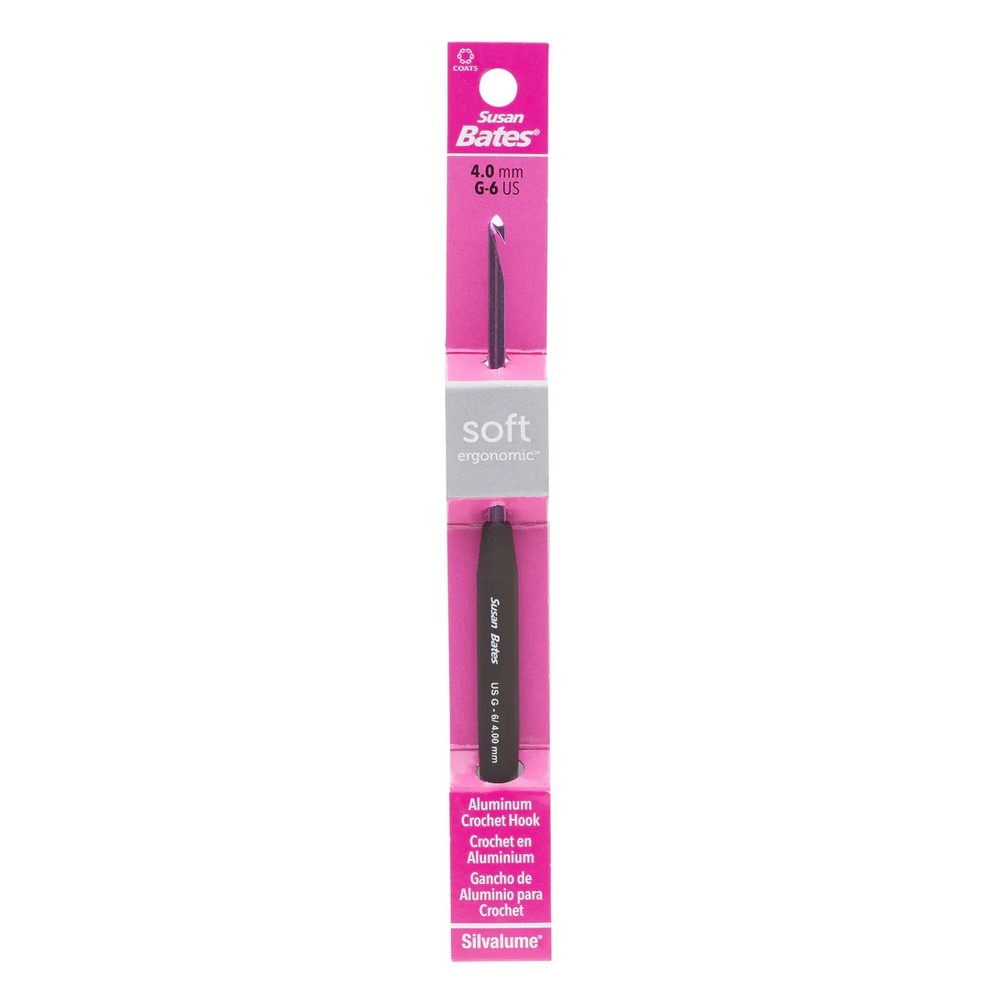 Susan Bates Silvalume SOFT ERGONOMIC Crochet Hook Size G 4mm