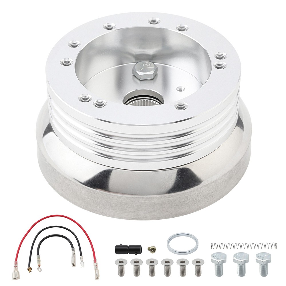 Silver 5 & 6 Hole Billet Steering Wheel Hub Adapter Universal