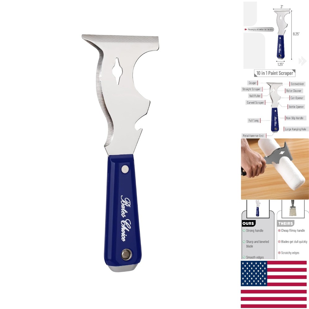 Bates 10-in-1 Paint Scraper - Versatile Tool for Painters & Surface Prep