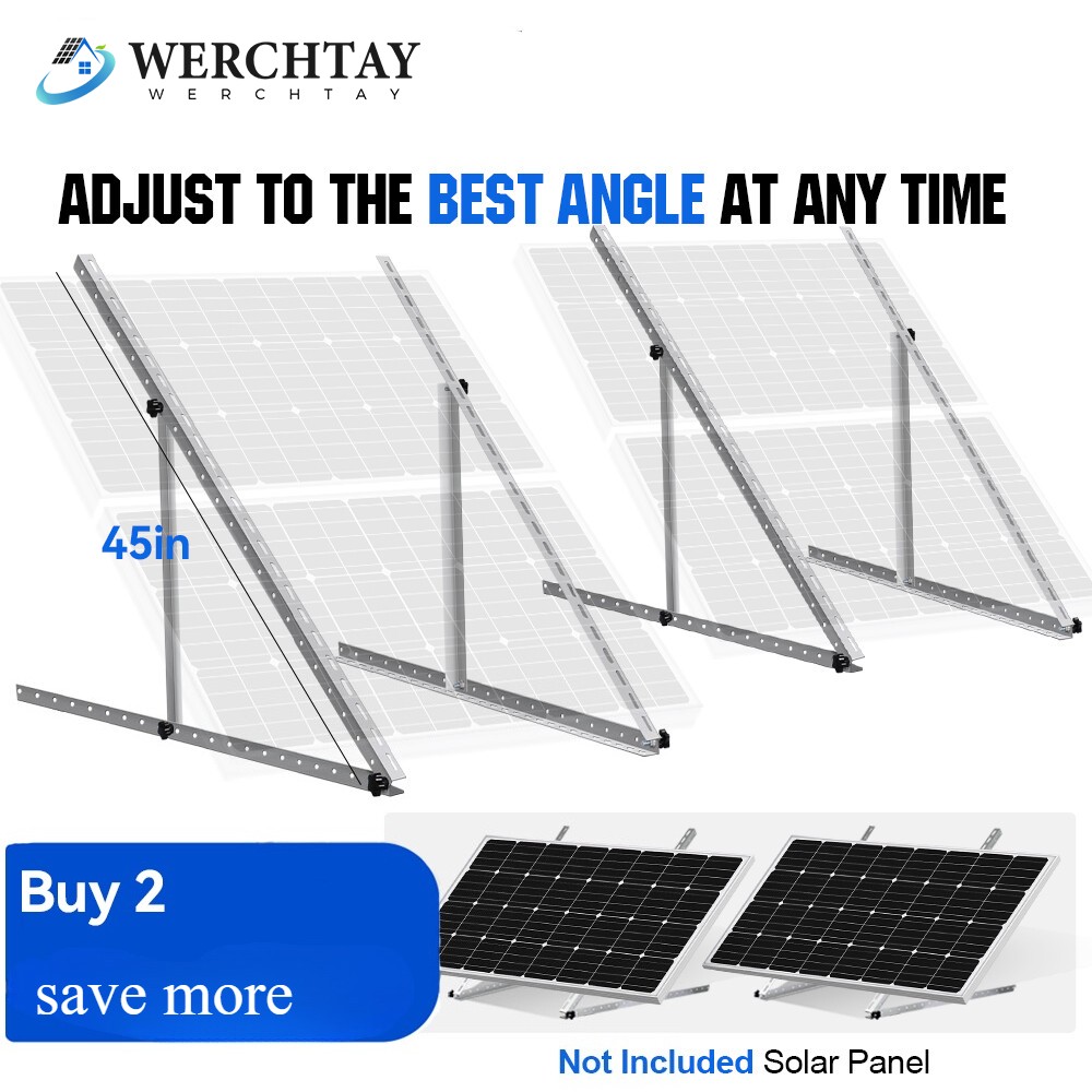 2 Set Solar Panel RV Tilt Mount（45in）Brackets Roof Flat Surface Adjustable Frame