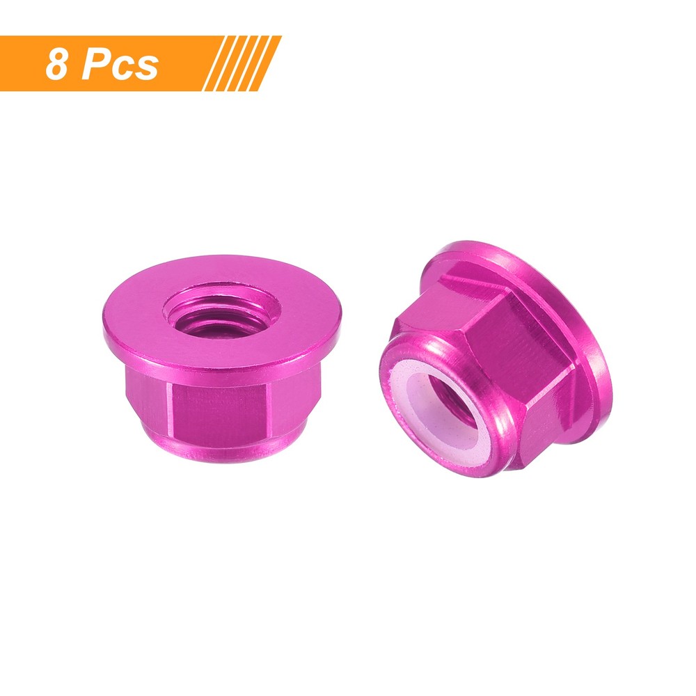 Nylon Insert Hex Lock Nuts, 8pcs - M4x0.7mm Self-Locking Nut(Pink)
