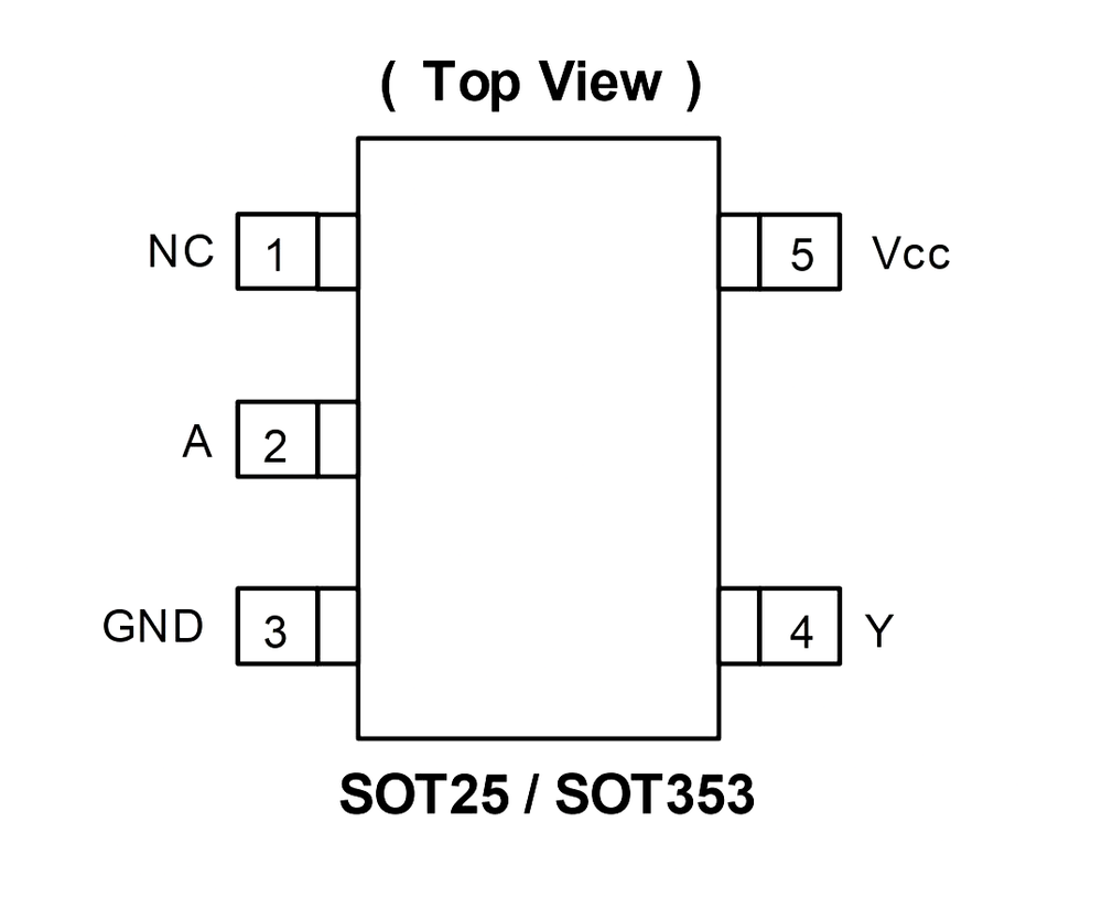 2 pcs Schmitt Trigger Buffer 1-CH Inverting Push-Pull 5-Pin SOT-25 SMT