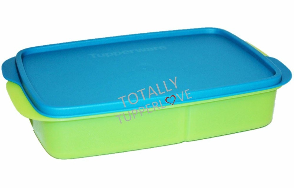 Tupperware Lunch-It Keeper Divided Lunch Bento Box Green Peacock Blue Rectangle