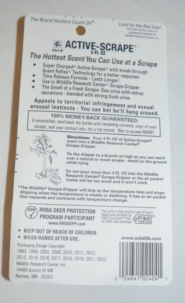 WILDLIFE RESEARCH CENTER ACTIVE-SCRAPE FULL SEPECTRUM SCRAPE SCENT 4 OZ.