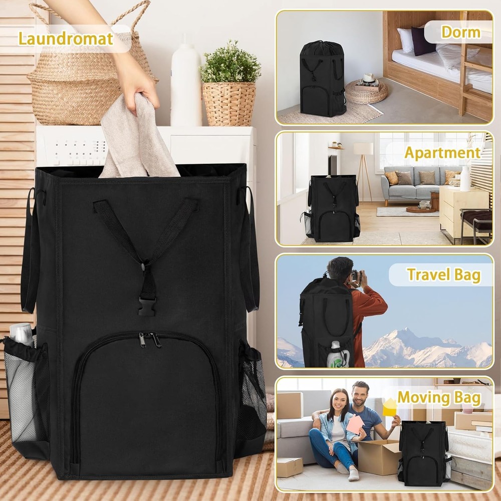110L Backpack Laundry Bag, Laundry Backpack Heavy Duty with Shoulder Straps