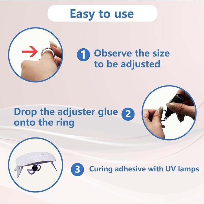 Innovative Ring Size Adjuster Adhesive with UV Light- Adjusts Any Size,...