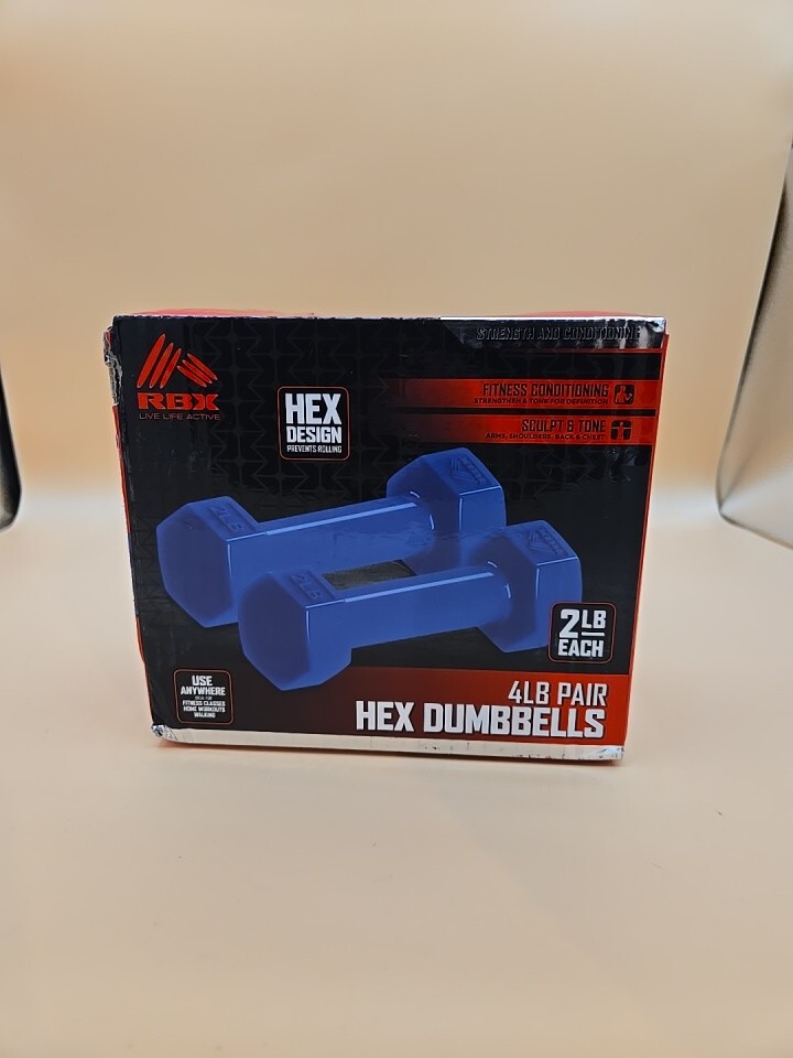 **RBX 4lb Pair Hex Dumbbells - 2lb Each - Strength Training and Conditioning**