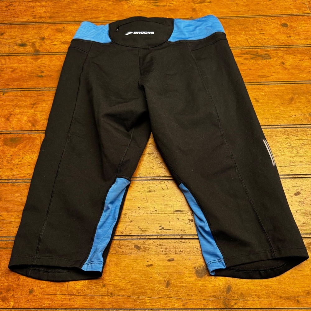 Brooks Equilibrium Technology Womens Small Black Blue Running Knickers Capris