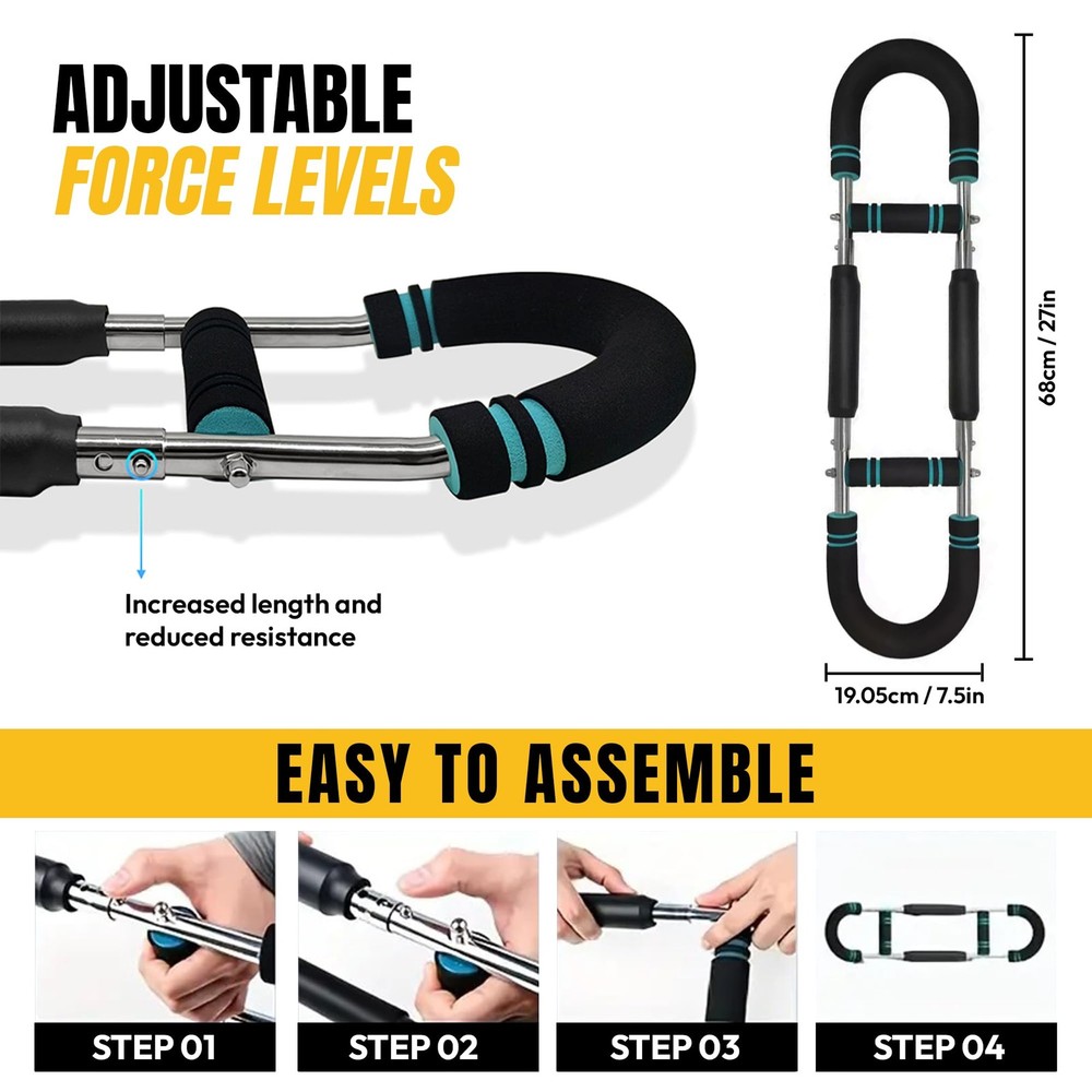 Adjustable Power Twister Bar For Arm Strength, Chest Stength Training Exercis...
