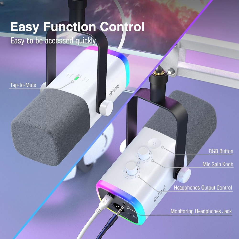 Gaming XLR/USB Microphone Kit Streaming Dynamic Mic Set for PC Computer Mic for