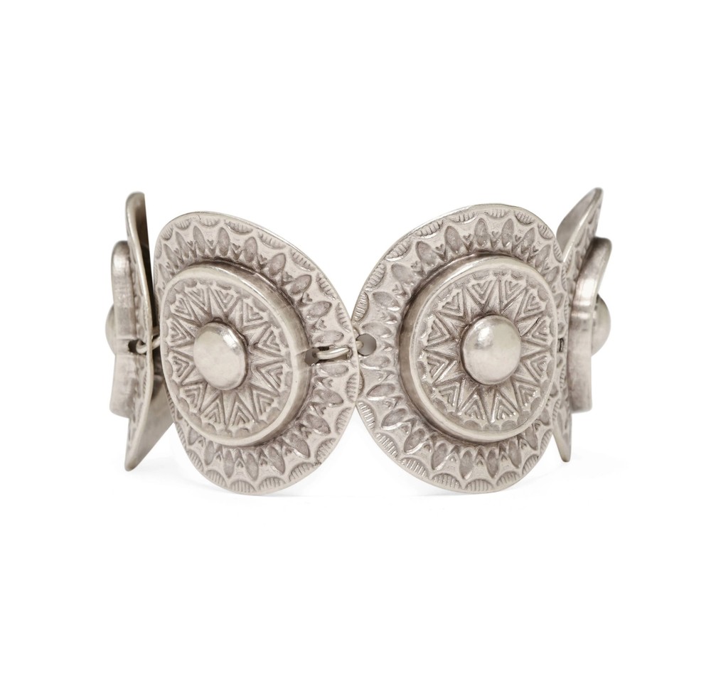 Handmade Pewter Ethnic Disc Bracelet