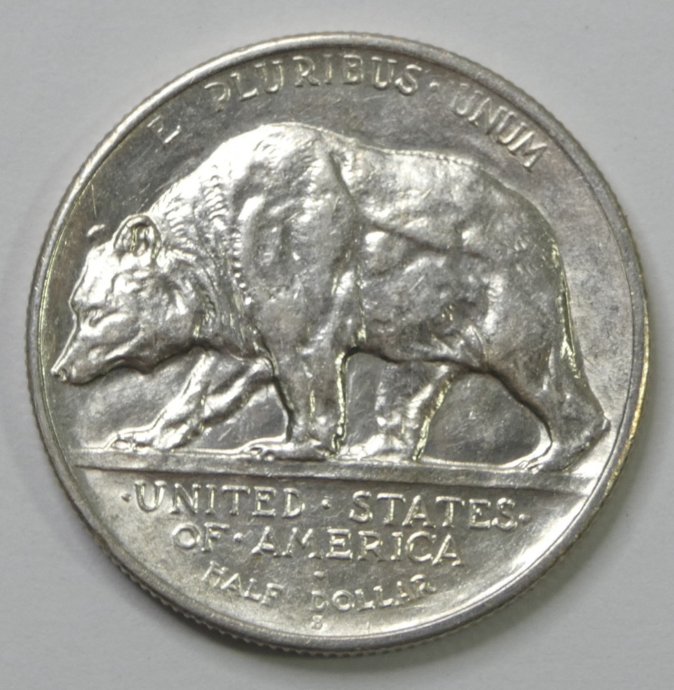 1925-S CA Diamond Jubilee Silver Commemorative Half Dollar ALMOST UNCIRCULATED