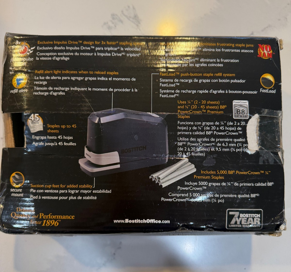 Bostitch B8E-VALUE B8 Impulse 45 Sheet Electric Stapler and Staples - Black