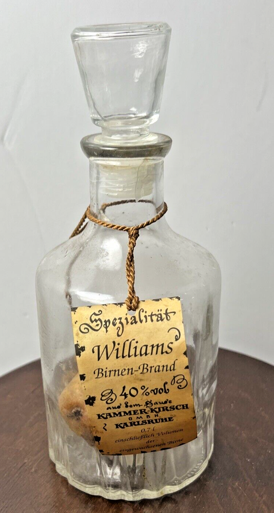 German Williams Specialty Pear Brandy with Original "In Grown Pear" EMPTY Bottle