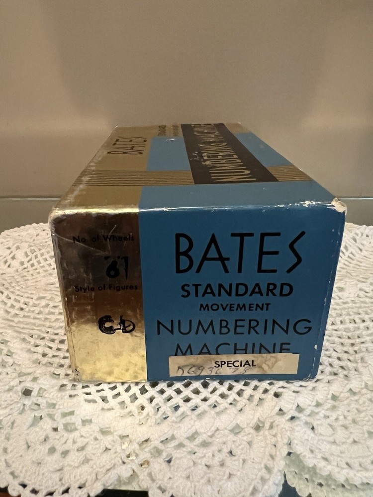 Bates Standard Movement Numbering Machine 6 Wheels CD Figures In Box