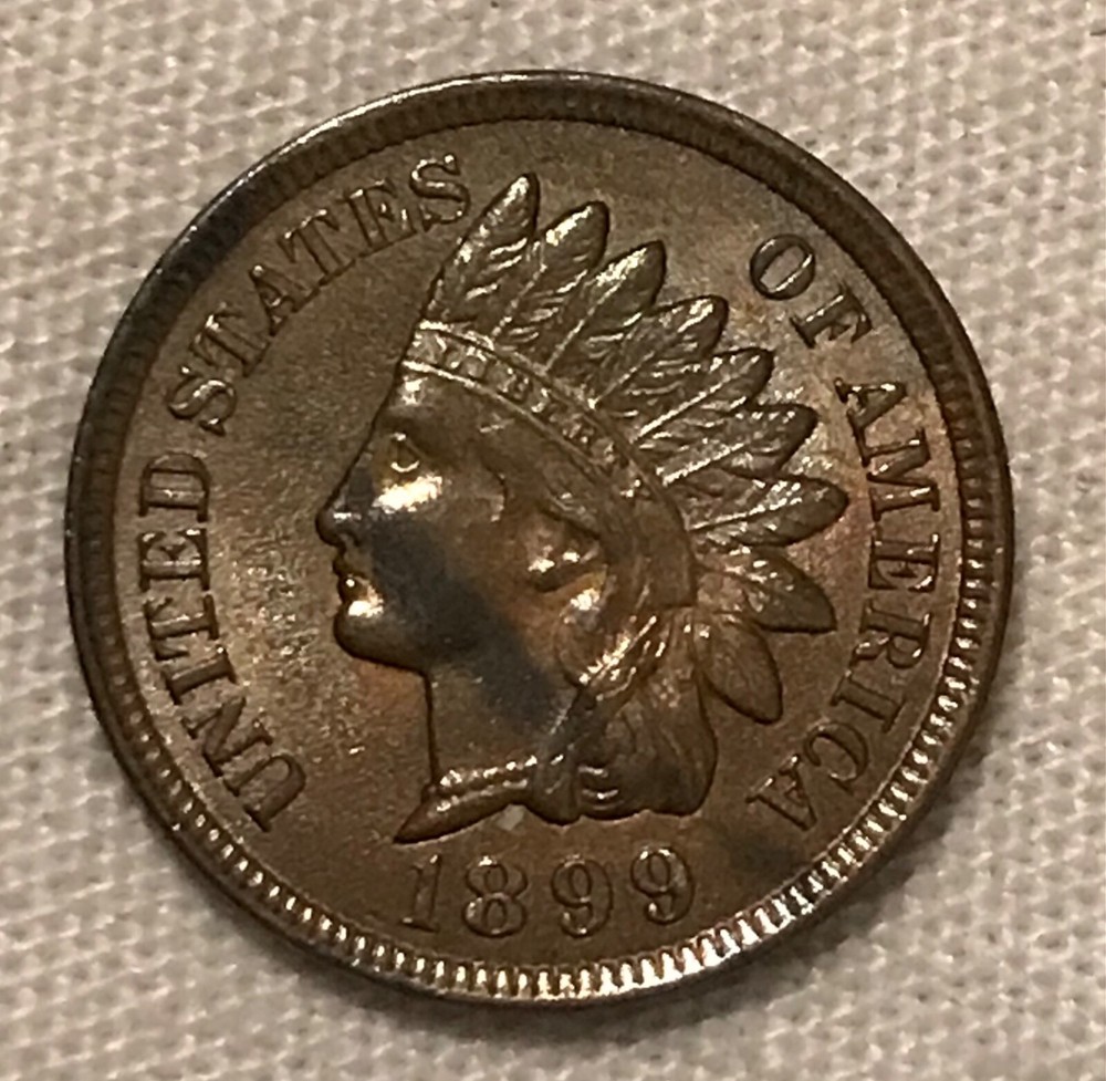 1899 Indian head cent , Lustrous Brown Uncirculated,