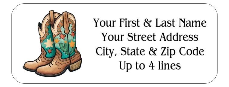 150 Cowboy Boots Western Mailing Return Address Labels Personalized