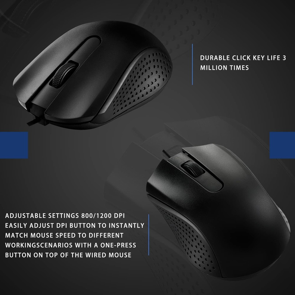 Bonuci 30 Pack USB Wired Mouse 3 Button Corded Computer Mice Bulk USB Mouse f...