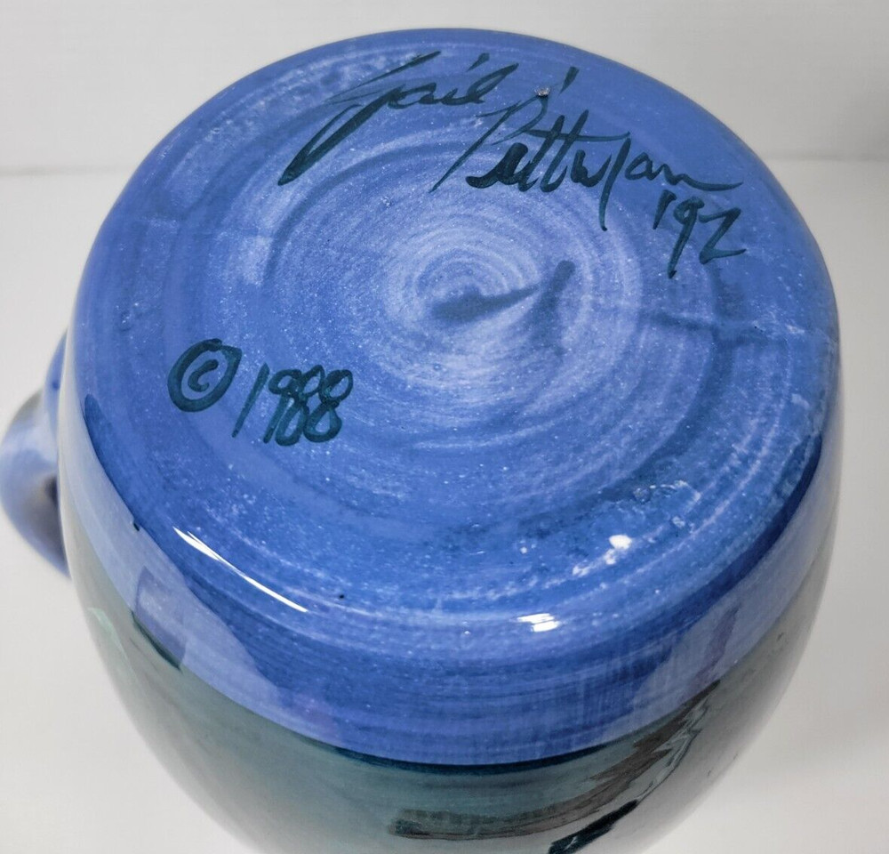 Vintage 1988 Signed Gail Pittman 8" Pitcher /Jug has "Tiny Chip"