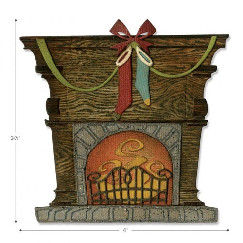 Tim Holtz "FIRESIDE" Fireplace Christmas Sizzix Thinlits Cutting Dies 2025