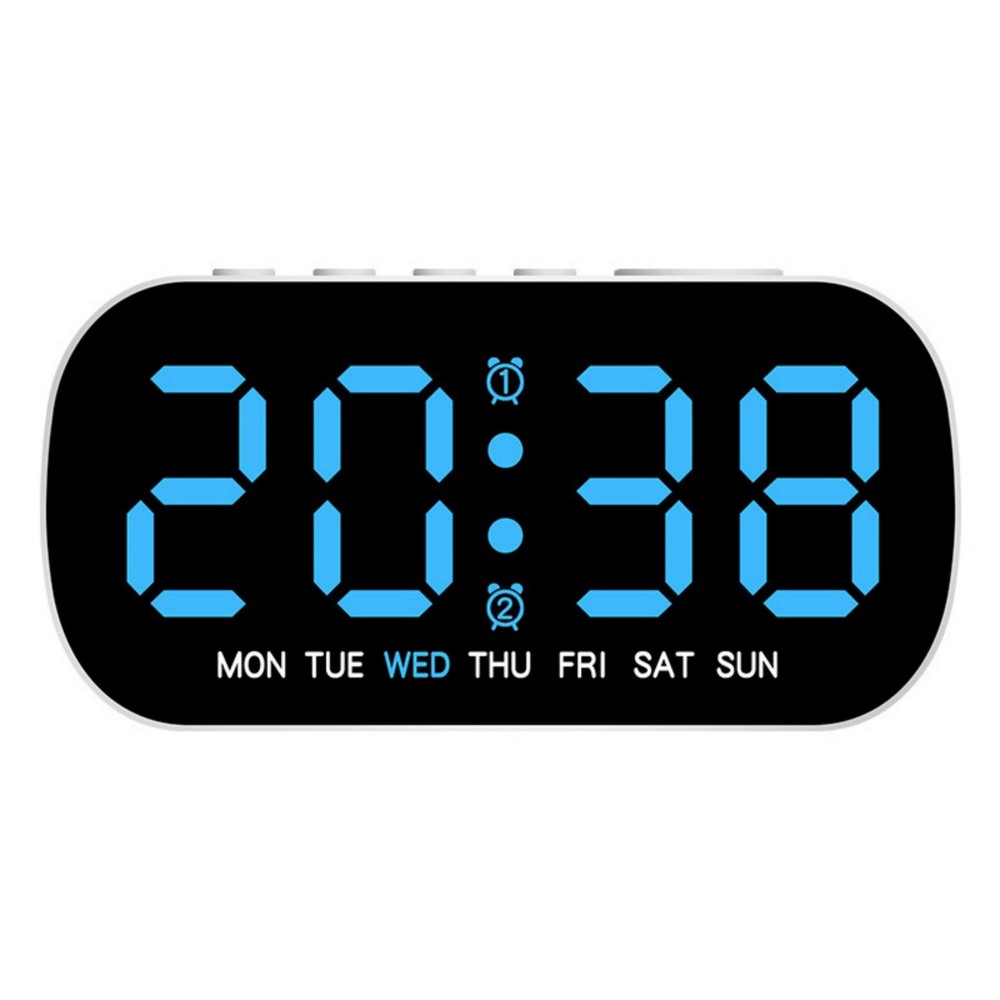 White Large LED Display Electric Digital Alarm Clock With Snooze Function