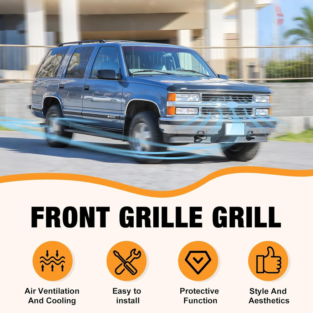 Front Grille Grill Chrome Shell with Insert Compatible with Chevrolet 1994-2000