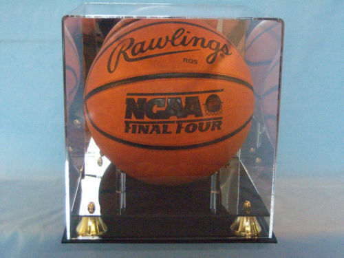 Basketball display case full size MIRROR BACK two tier acrylic base NBA