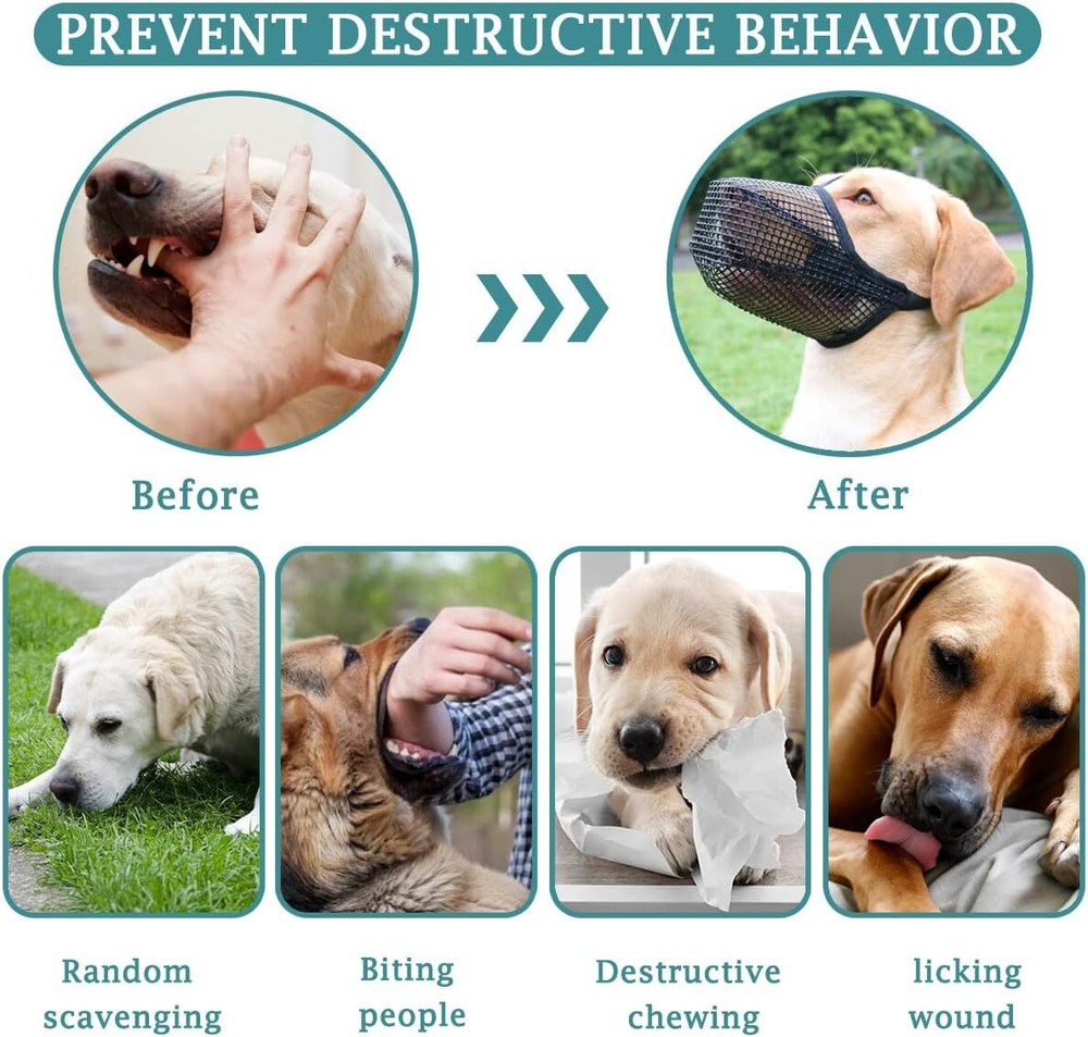 Dog Muzzle Pet Muzzle for Anti-Biting Chewing Licking Adjustable Breathable US