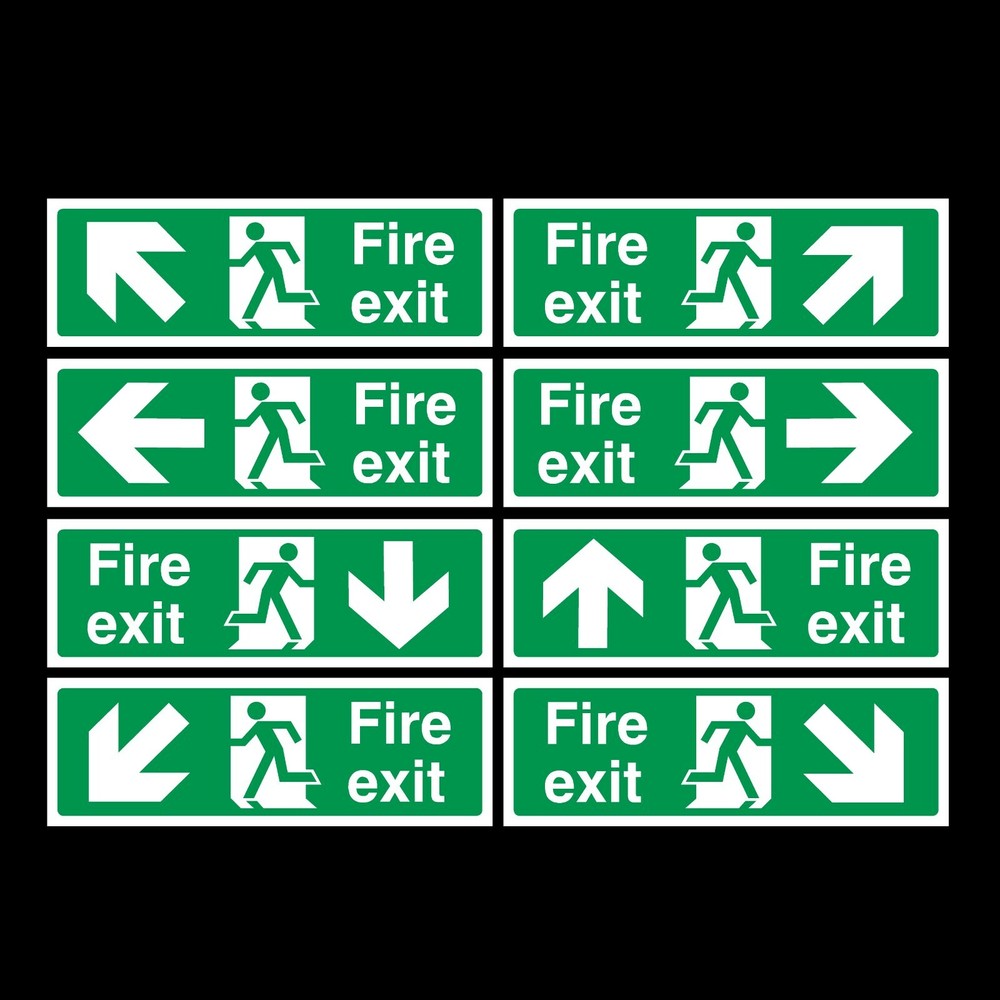 Fire Exit 300x100mm Self Adhesive Sticker