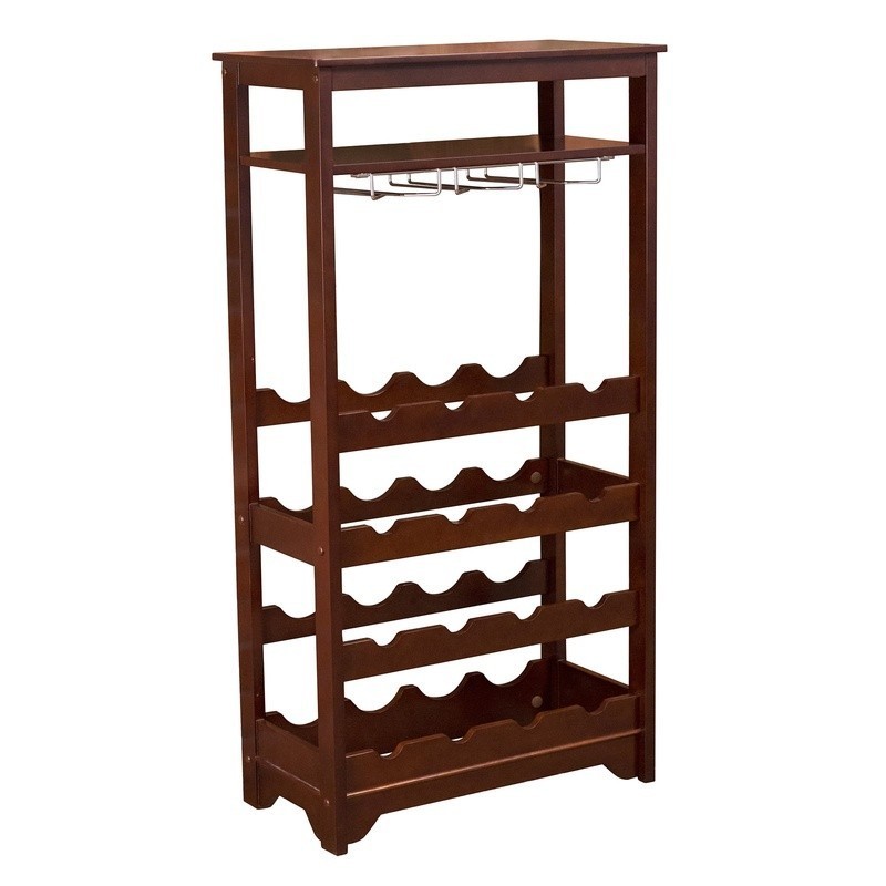 39.75" Brown Tall Rectangular Compact 16-Bottle Wine Rack Freestanding