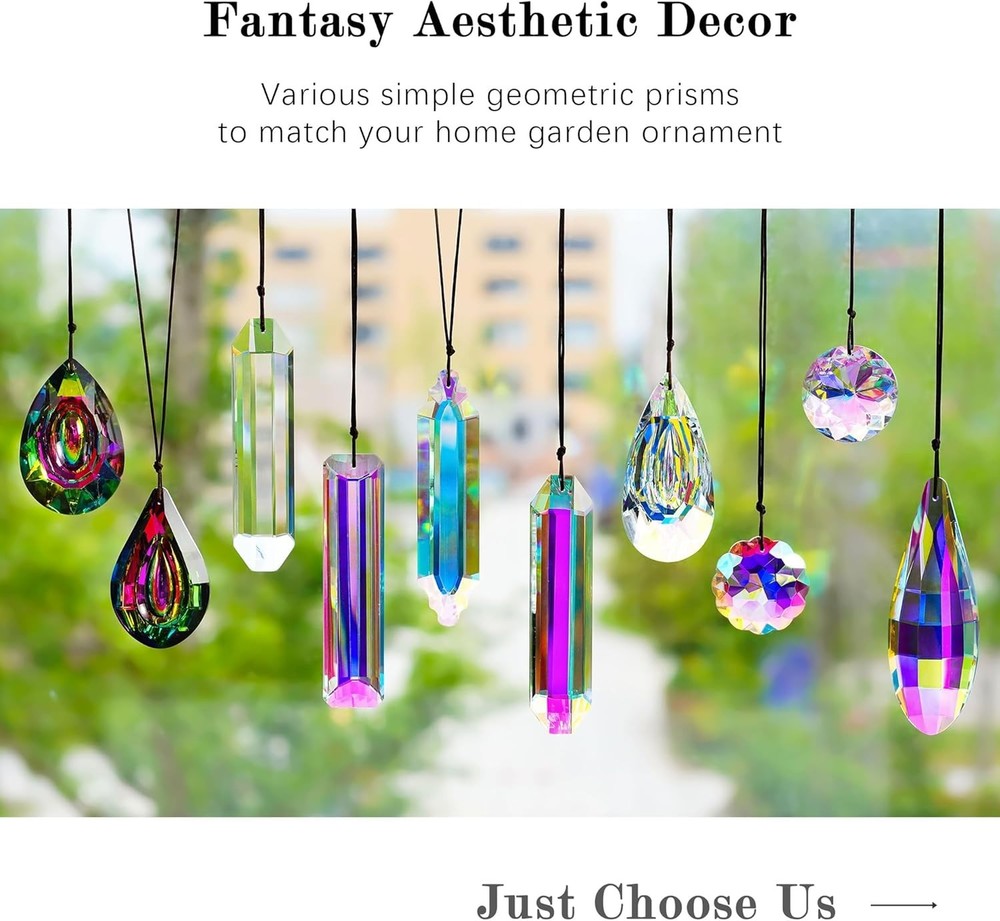 3 Pack Large AB Crystal Sun Catcher Prisms Rainbow Window Hanging Decor