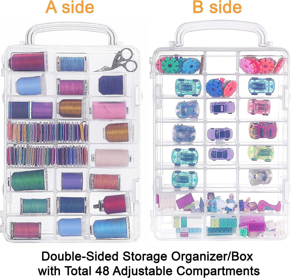 New brothread Double-Sided Storage Organizer/Box with Total 48 Adjustable...