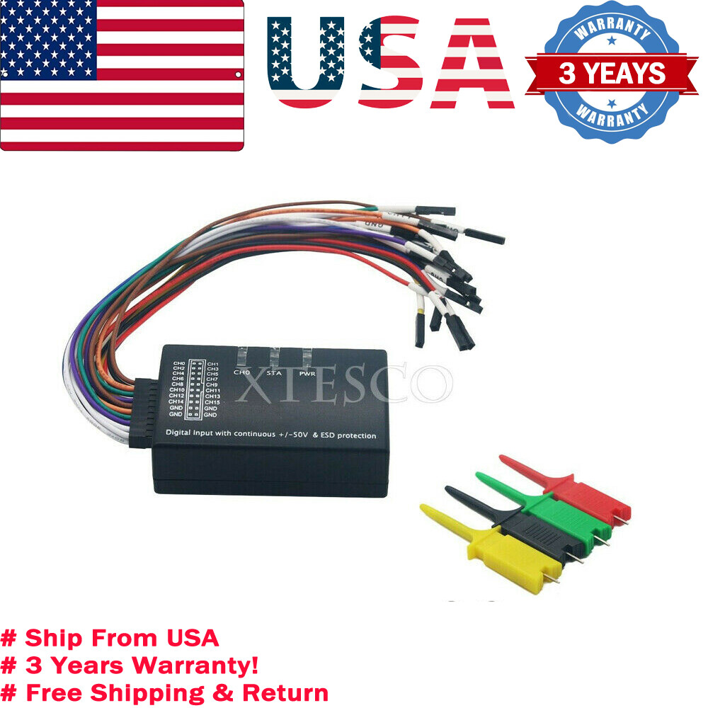 【USA】Mini 16 Logic Analyzer USB 100M Max Sample Rate 16CH Version 1.1.34