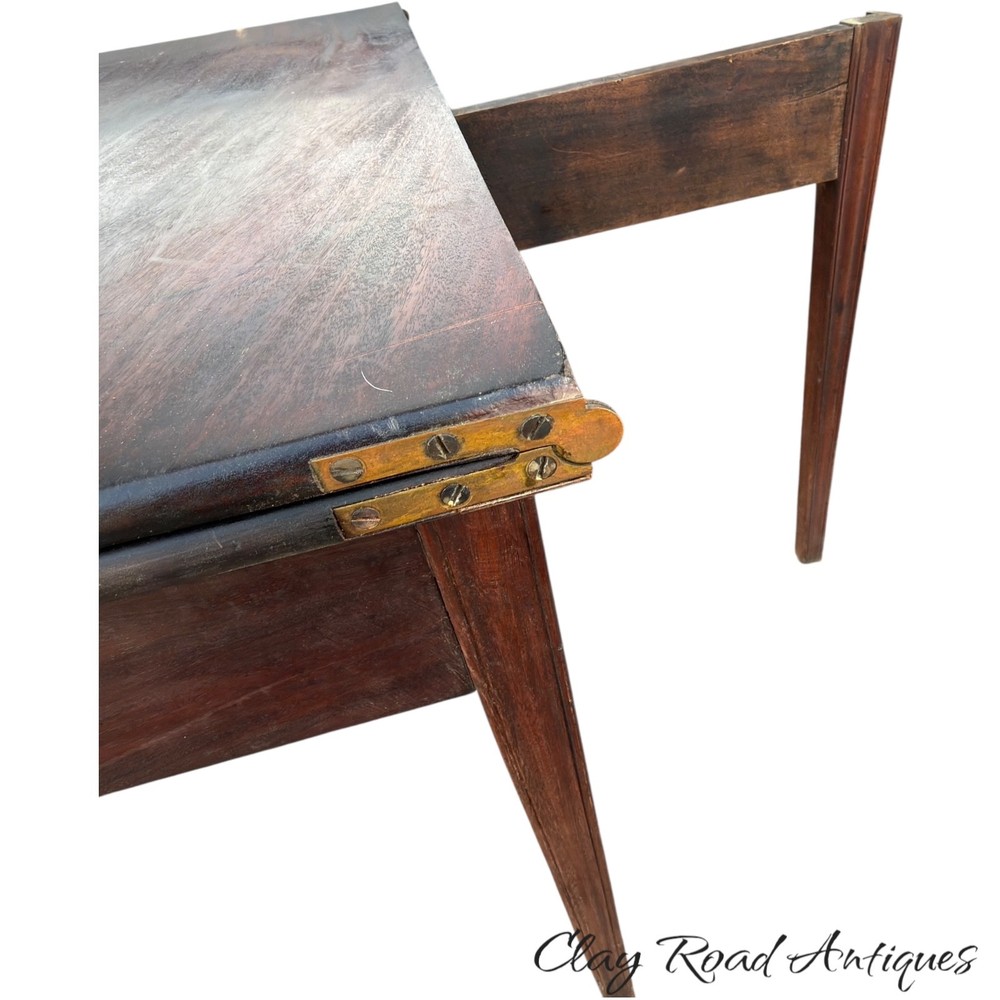 Antique Chippendale console card game table mahogany 1780 figured old surface