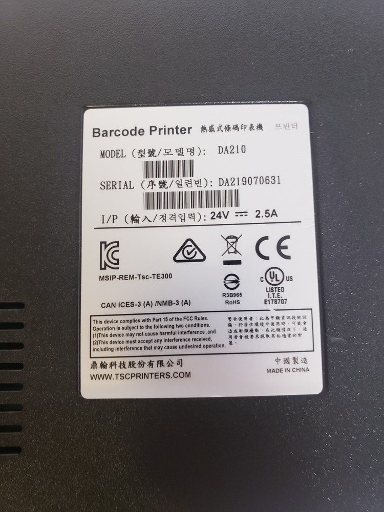 TSC PRO LABLE EXPRESS DA210 USB Direct Thermal Barcode Label Printer /NO CHARGER