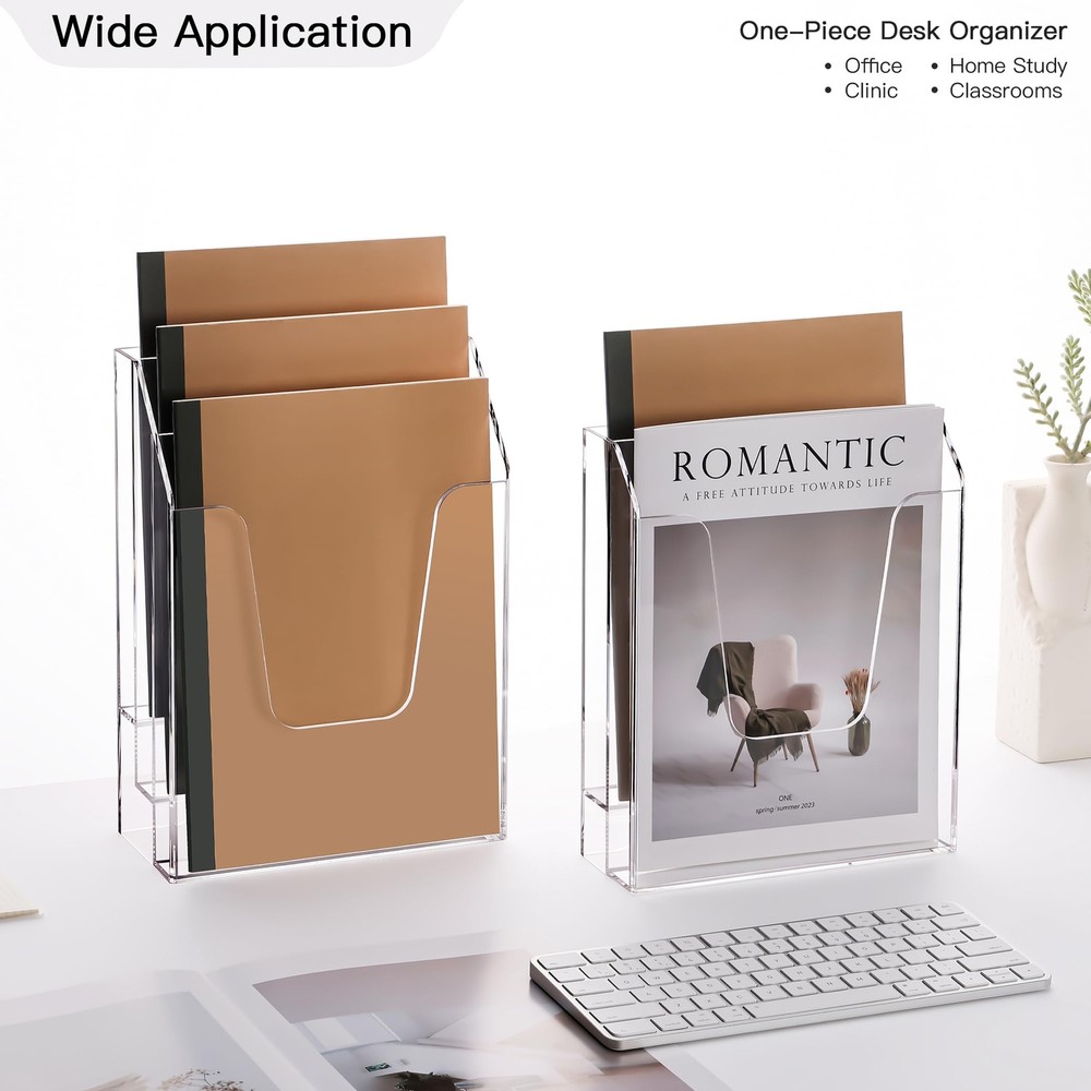 Acrylic File Folder Holder Vertical File Storage Clear Desktop Organizer 2 Po...