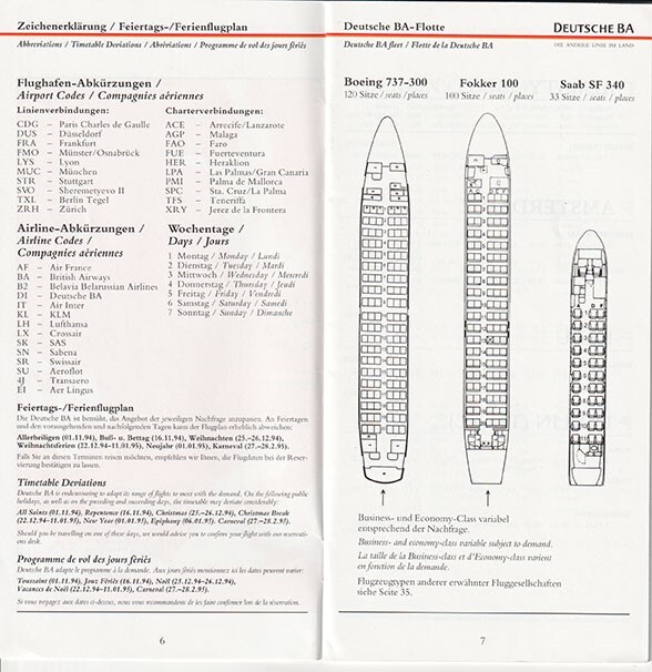 Deutsche BA timetable 1994/10/30