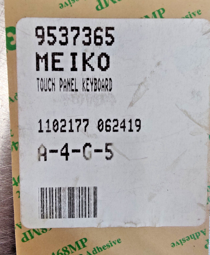 Meiko Controlled, Touch Panel Keyboard 9537365, A-4-G-5