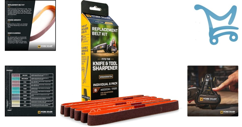 Knife Sharpener Replacement Belts P220 Medium Grit Red For WSKTS Tools