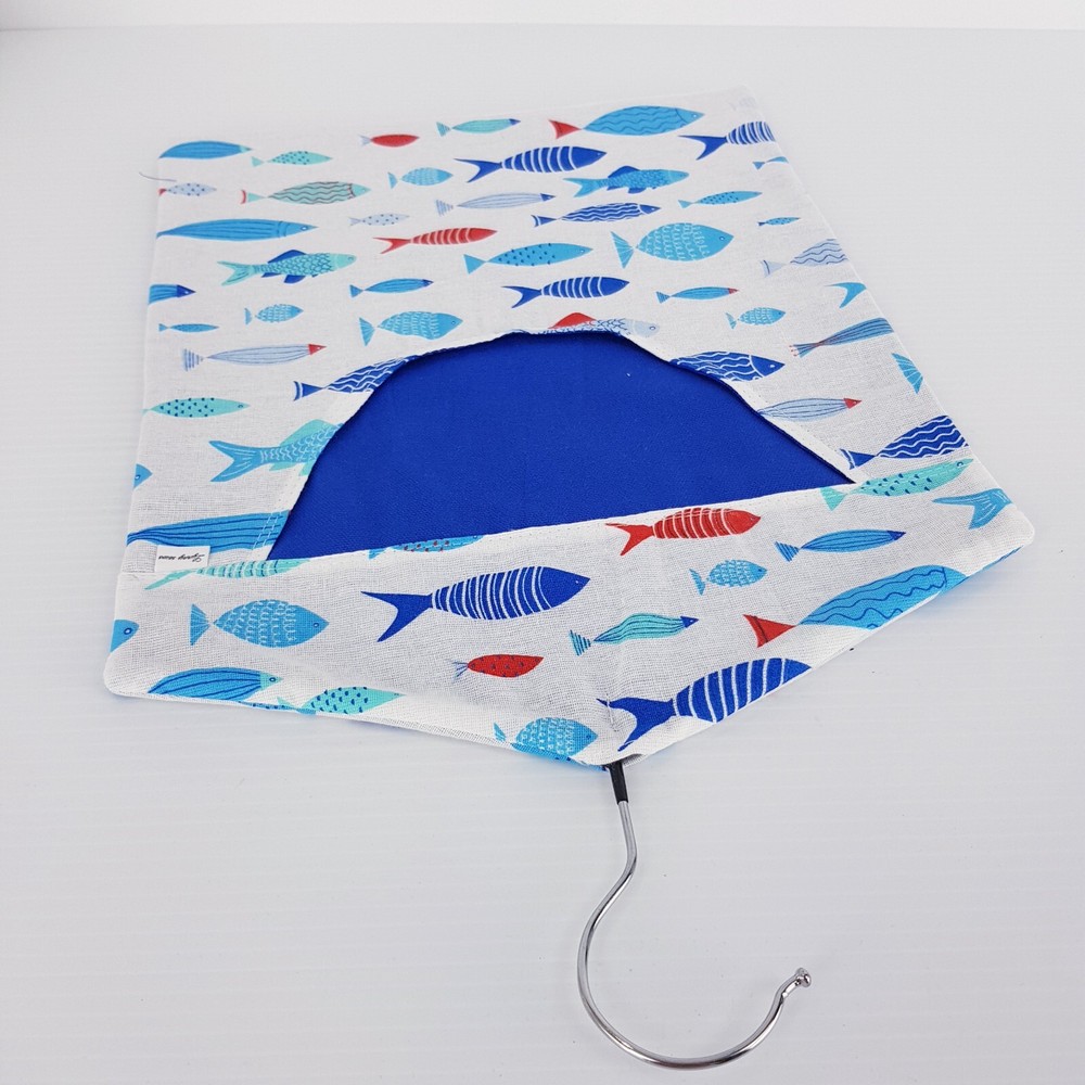 Peg Bag Handmade White Blue Fish Print Lined Laundry Clothes Peg Holder