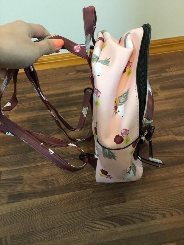 Girls School Pink Backpack Unicorn Pattern Adjustable Strap