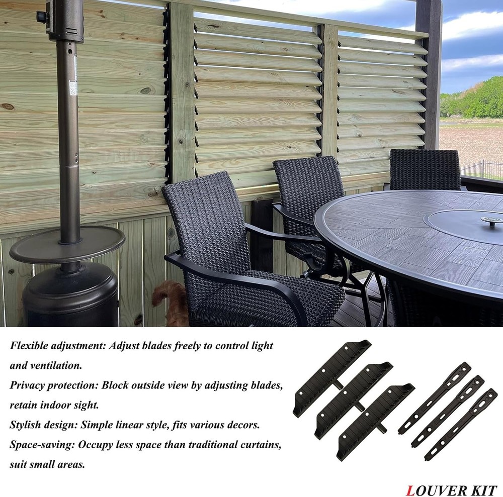 Louver Bracket Kit Deck Sunblind System Shutter Hardware Black Up to 11 Boards