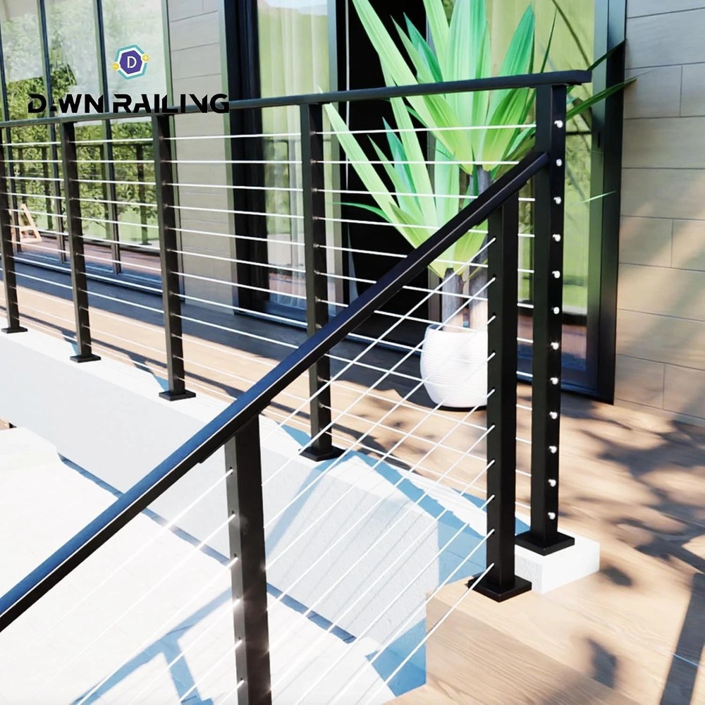 Cable Railing Intermediate Post 42" - 316 Stainless Steel Black Level Mid Post