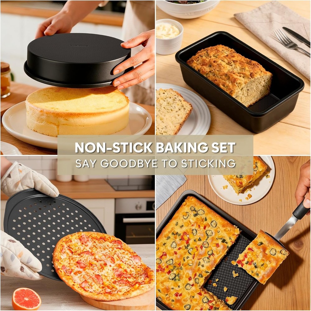 10-Piece Nonstick Baking Pan Set 0.8MM Thick Stackable Bakeware Sets