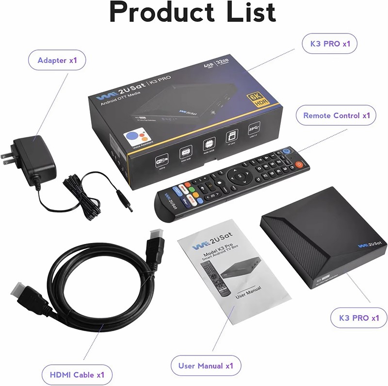 We2USat K3 PRO Android Smart TV Box 2025 Version