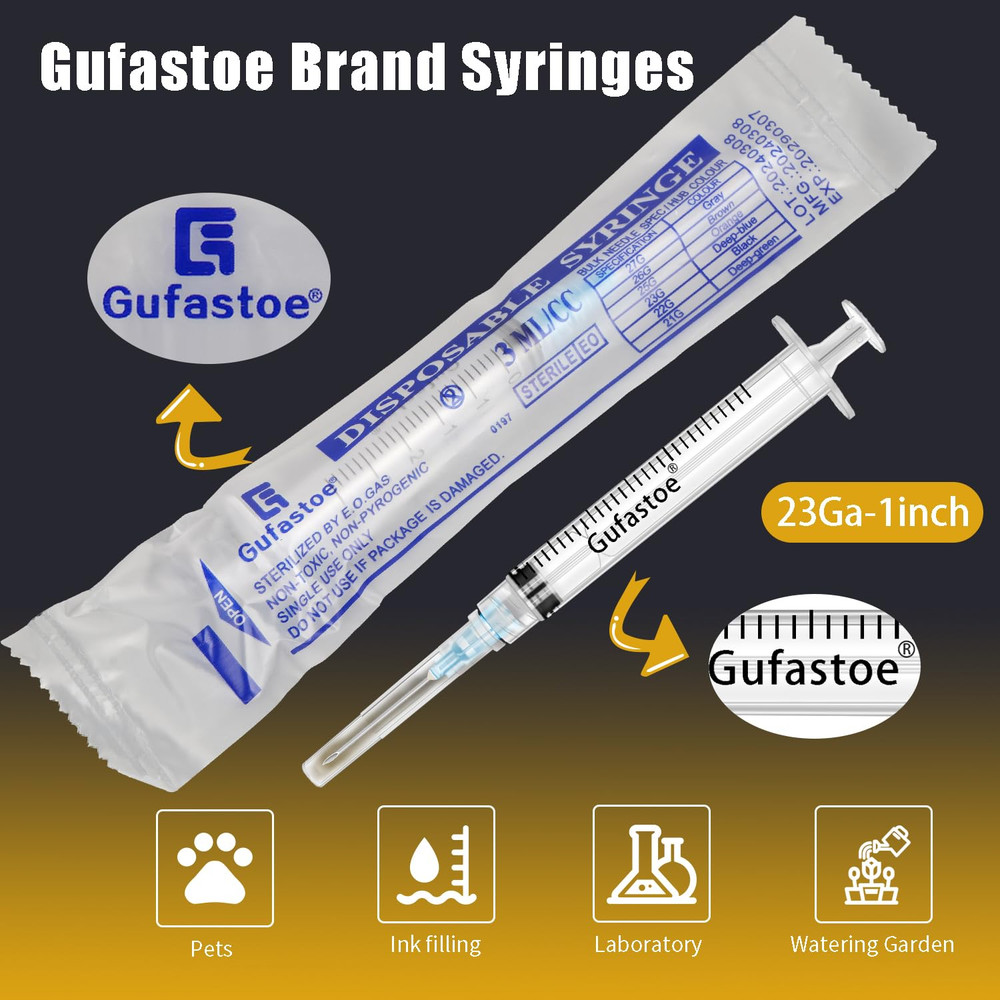 100Pack 3ml/cc with 23 G 1” Safety Individually Wrapped